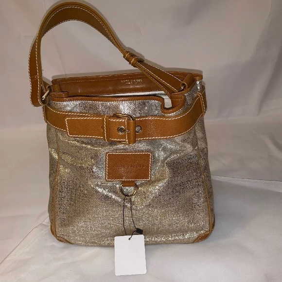 Marc Jacobs Metallic canvass &leather shoulder bag